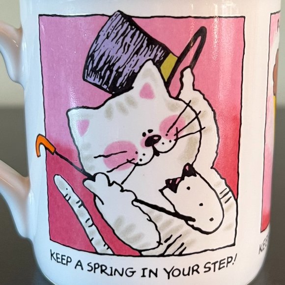 Vintage Hallmark MUG MATES Cat Characters Cup with Lid Coaster ~ 1985 - Picture 6 of 8